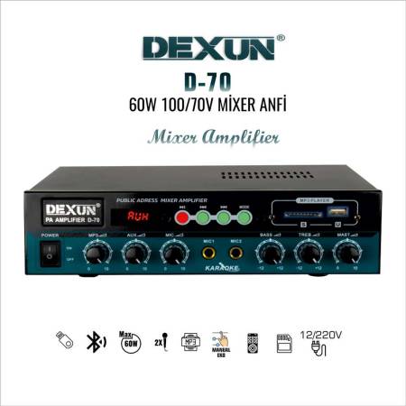 DEXUN D-70 60W 100V ANFİ (USB'Lİ) - 0